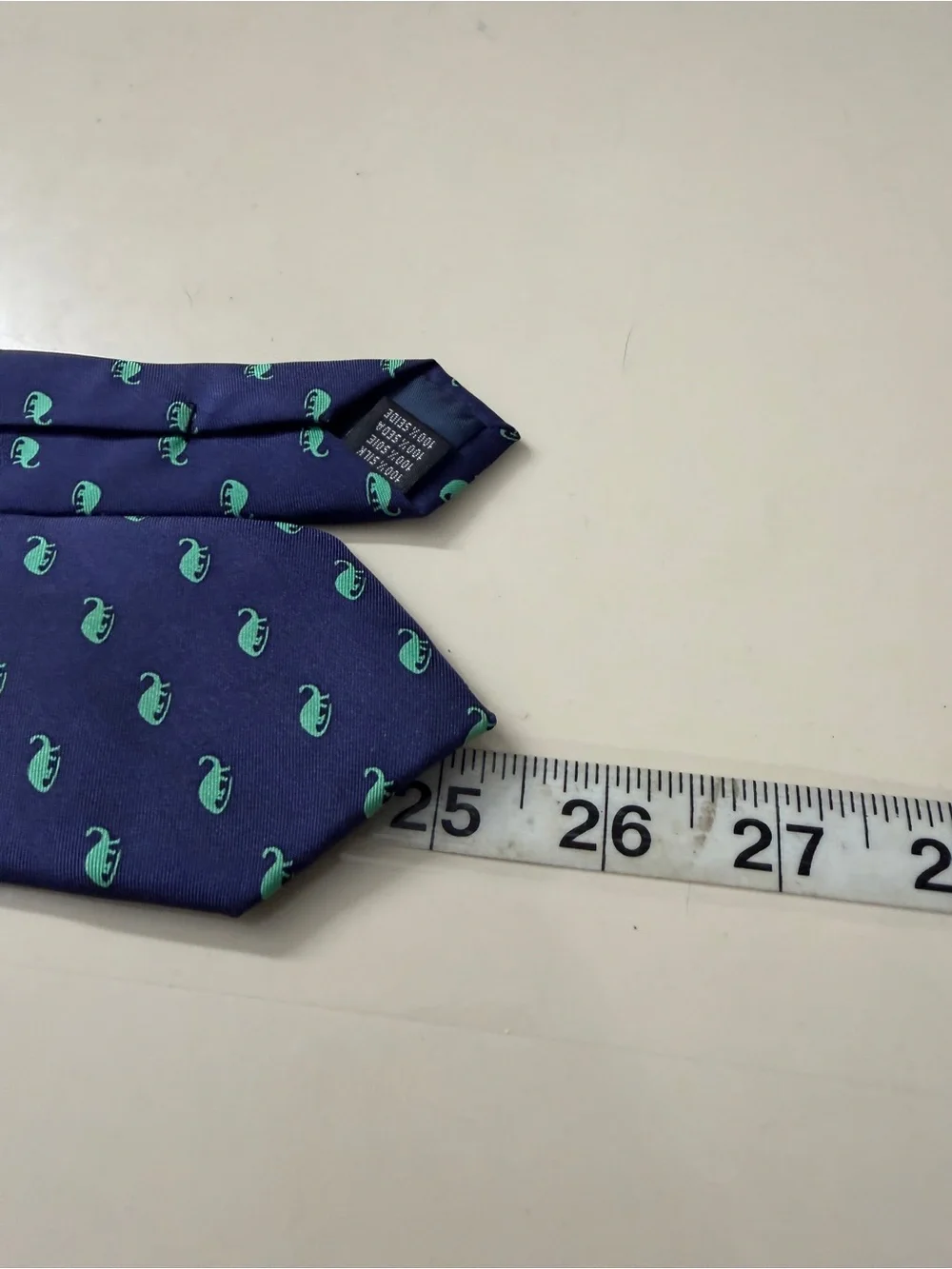 Navy Kids Tie with Teal Dinosaur Motif